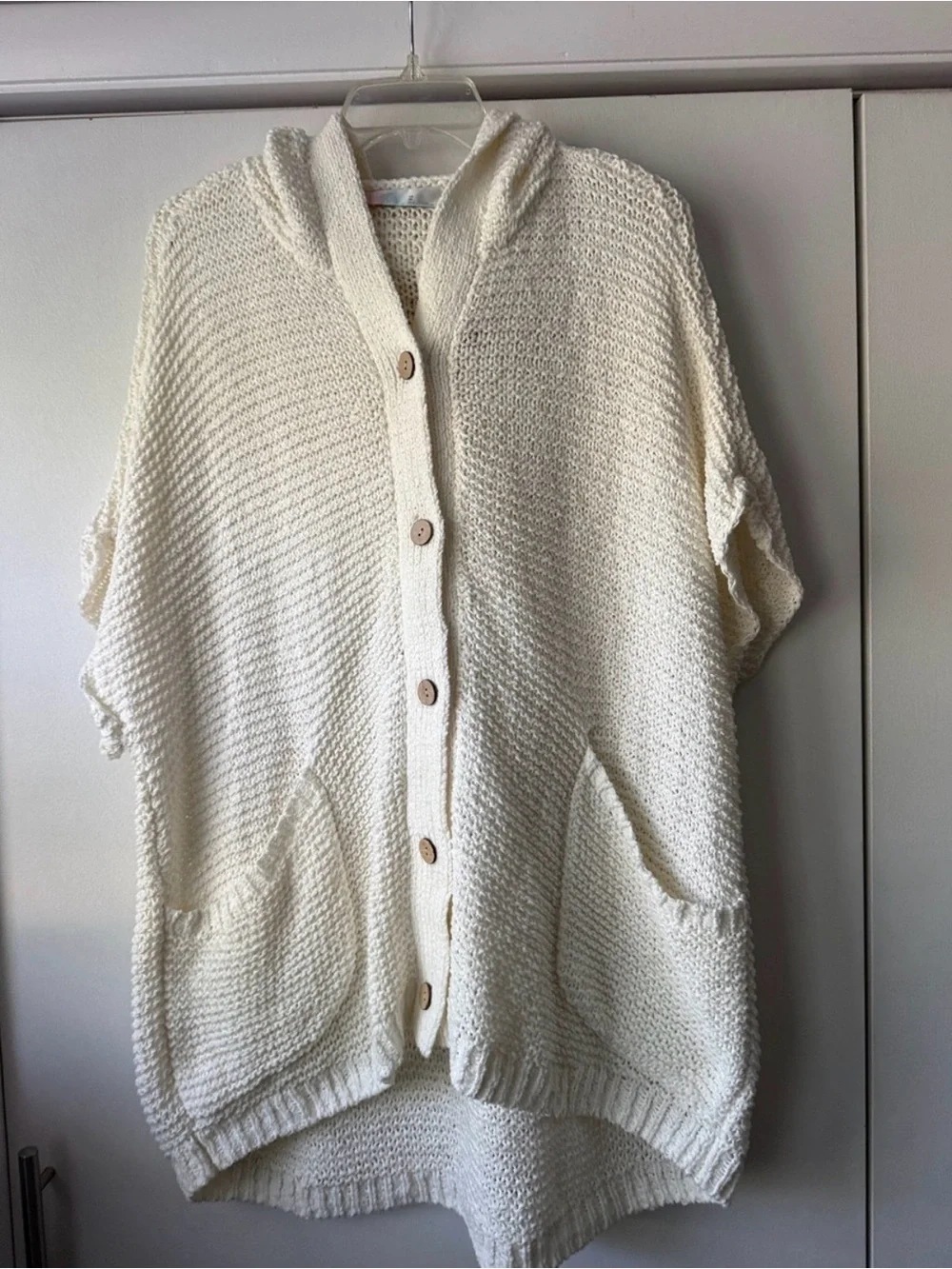 FREE PEOPLE Beach Ivory Let It Go Sweater Cardigan Size Medium T07